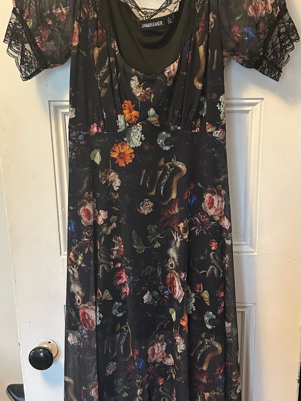 Jawbreaker Black Floral Midi Dress
